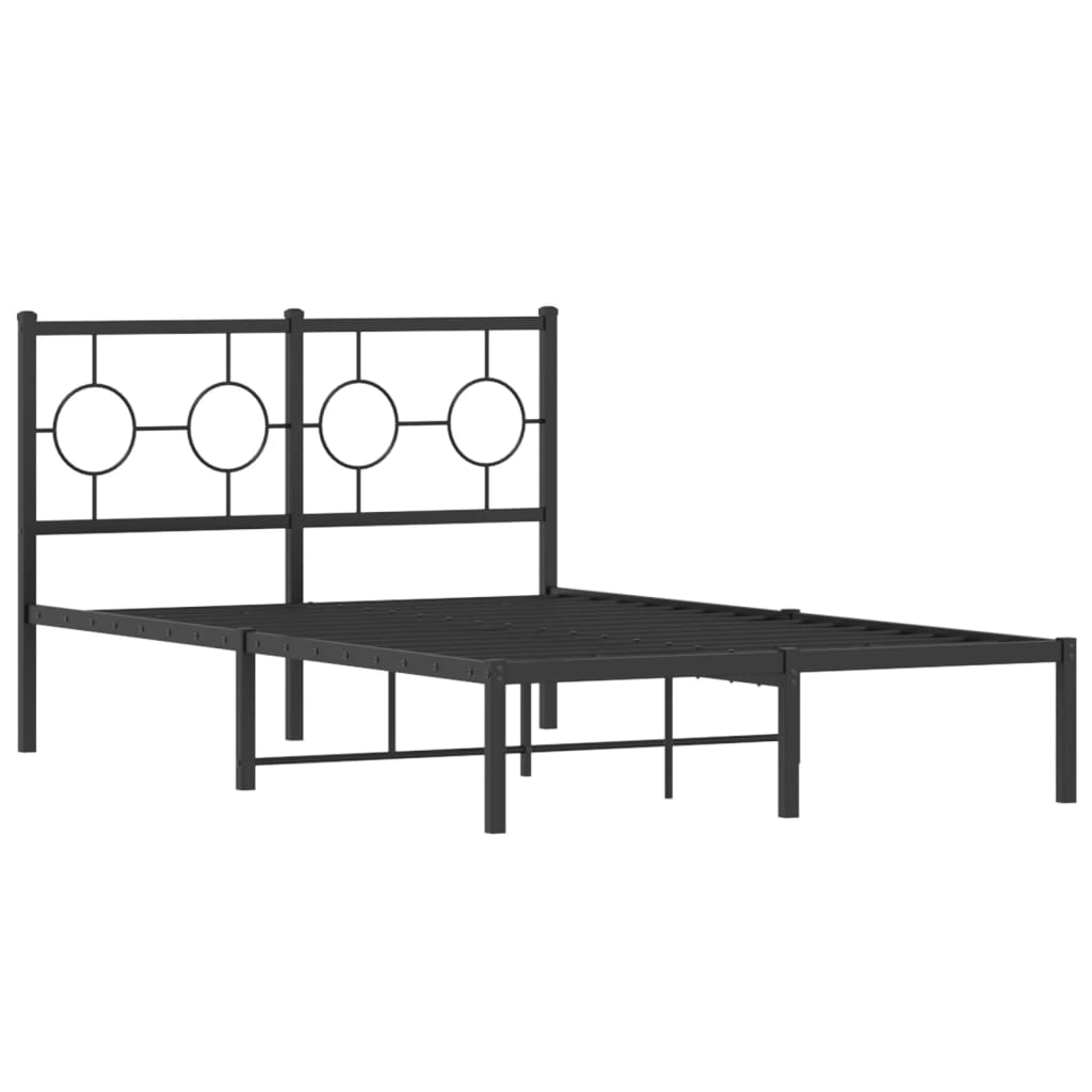 vidaXL Metal Bed Frame without Mattress with Headboard Black 120x190cm