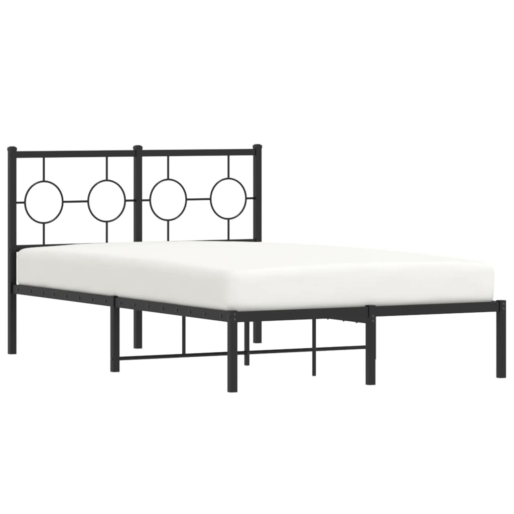 vidaXL Metal Bed Frame without Mattress with Headboard Black 120x190cm