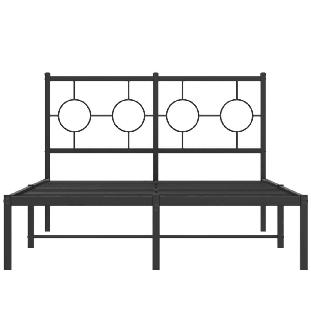 vidaXL Metal Bed Frame without Mattress with Headboard Black 120x190cm