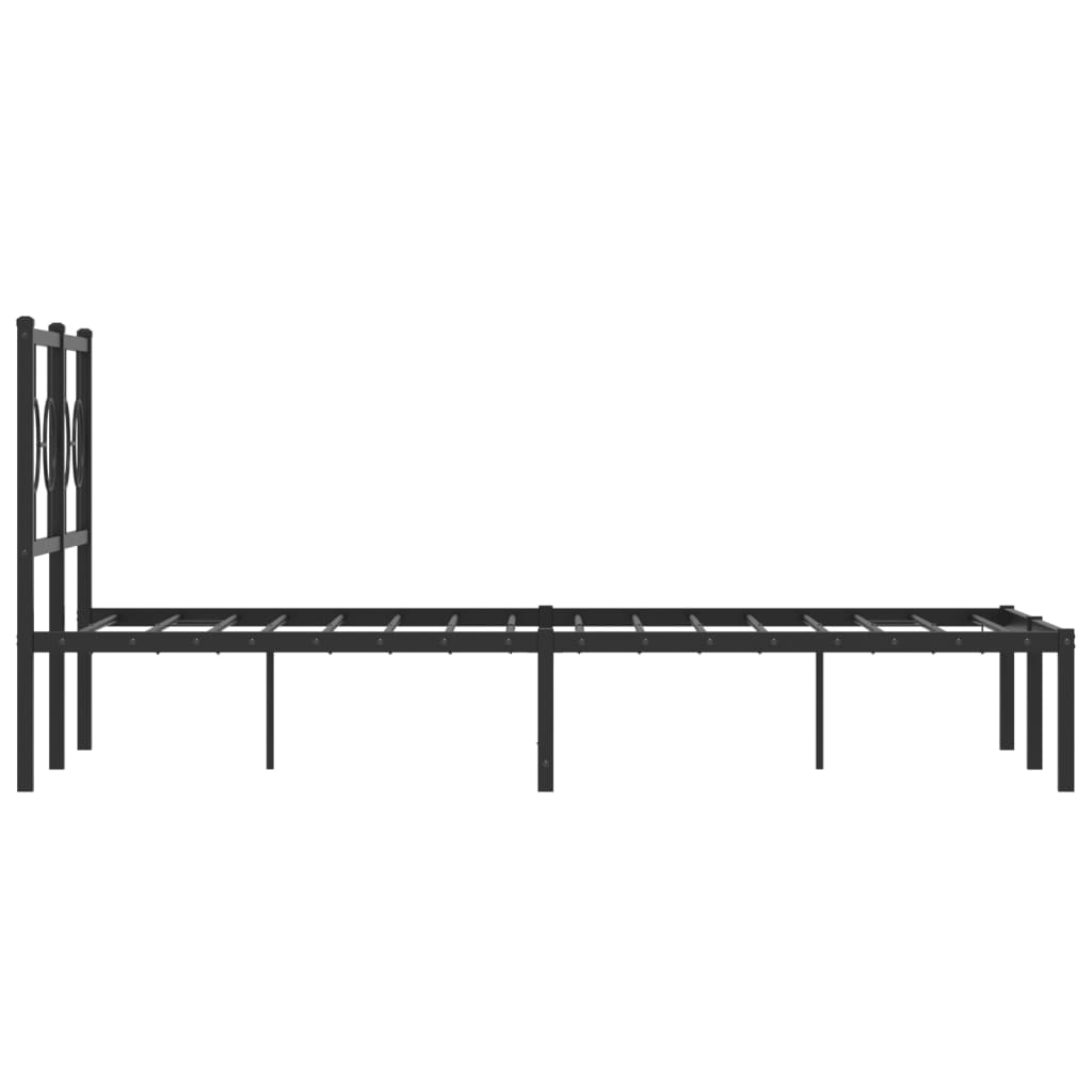 vidaXL Metal Bed Frame without Mattress with Headboard Black 120x190cm