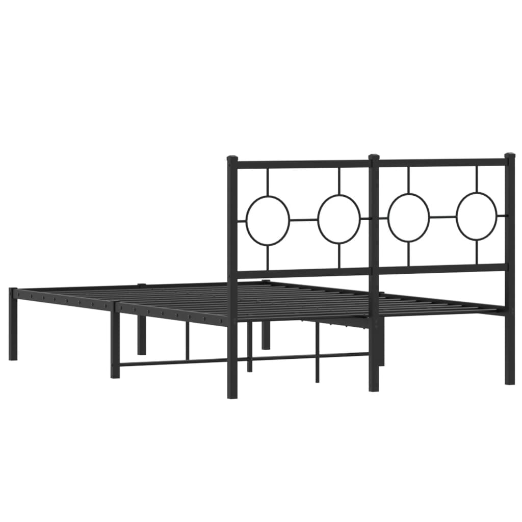 vidaXL Metal Bed Frame without Mattress with Headboard Black 120x190cm