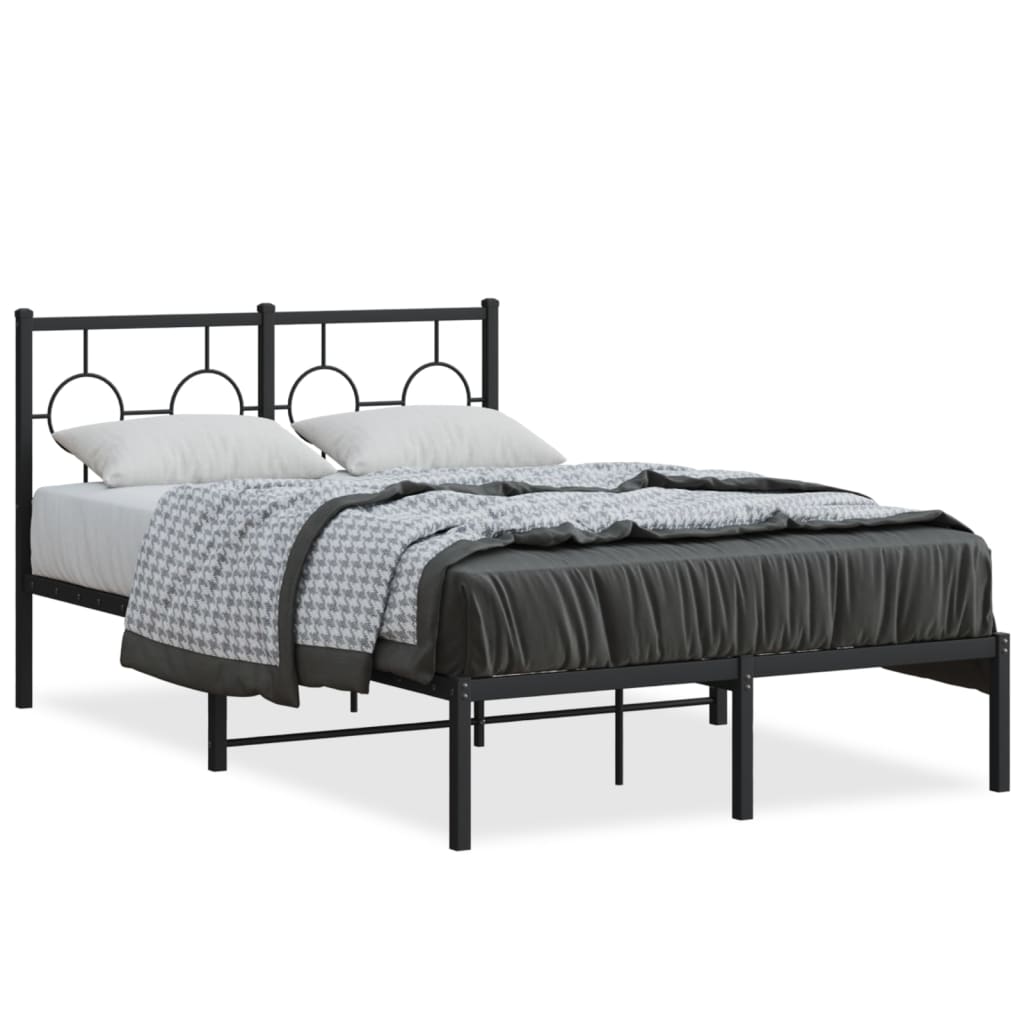 vidaXL Metal Bed Frame without Mattress with Headboard Black 120x190cm