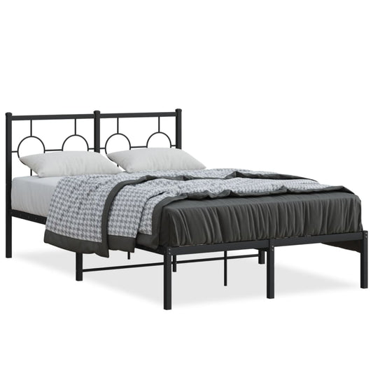 vidaXL Metal Bed Frame without Mattress with Headboard Black 120x190cm