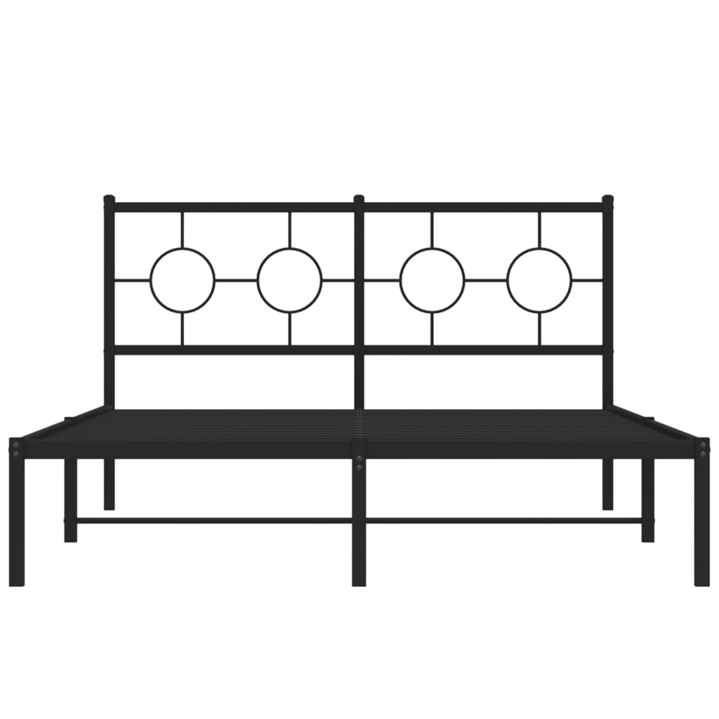 vidaXL Metal Bed Frame without Mattress with Headboard Black 135x190cm