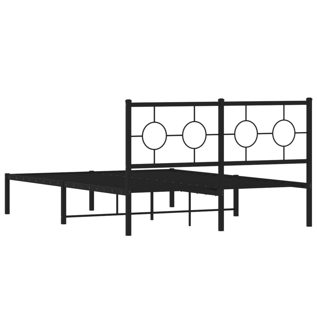 vidaXL Metal Bed Frame without Mattress with Headboard Black 135x190cm