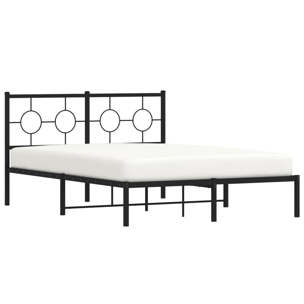 vidaXL Metal Bed Frame without Mattress with Headboard Black 140x190cm