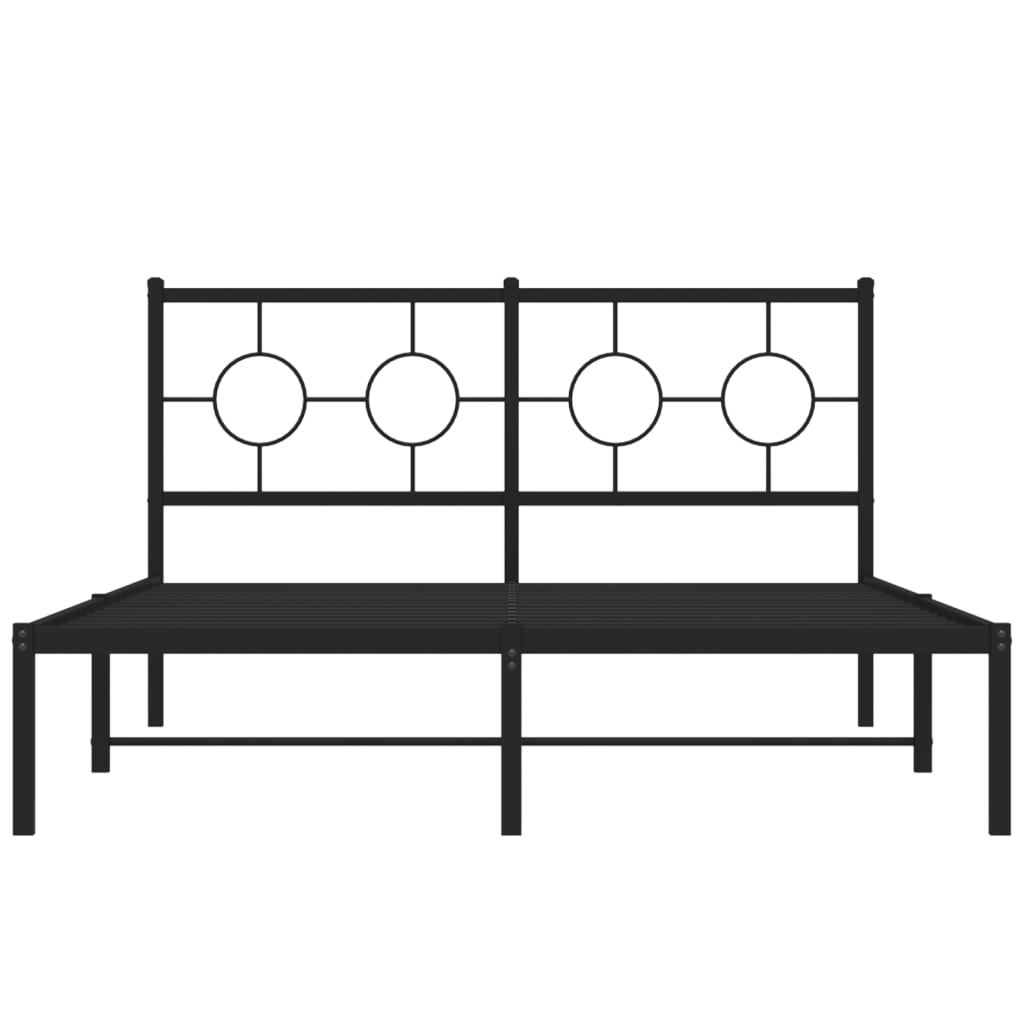 vidaXL Metal Bed Frame without Mattress with Headboard Black 140x190cm