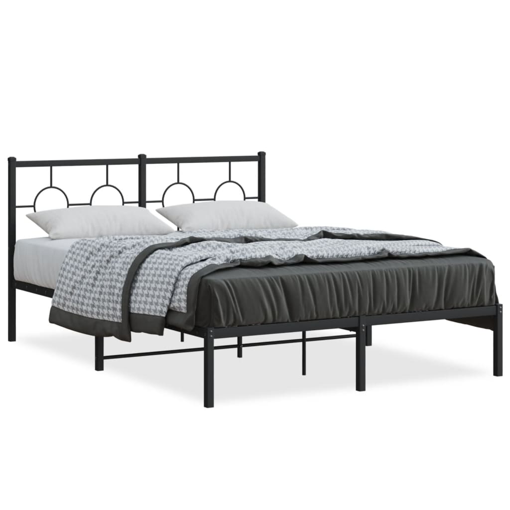 vidaXL Metal Bed Frame without Mattress with Headboard Black 140x190cm