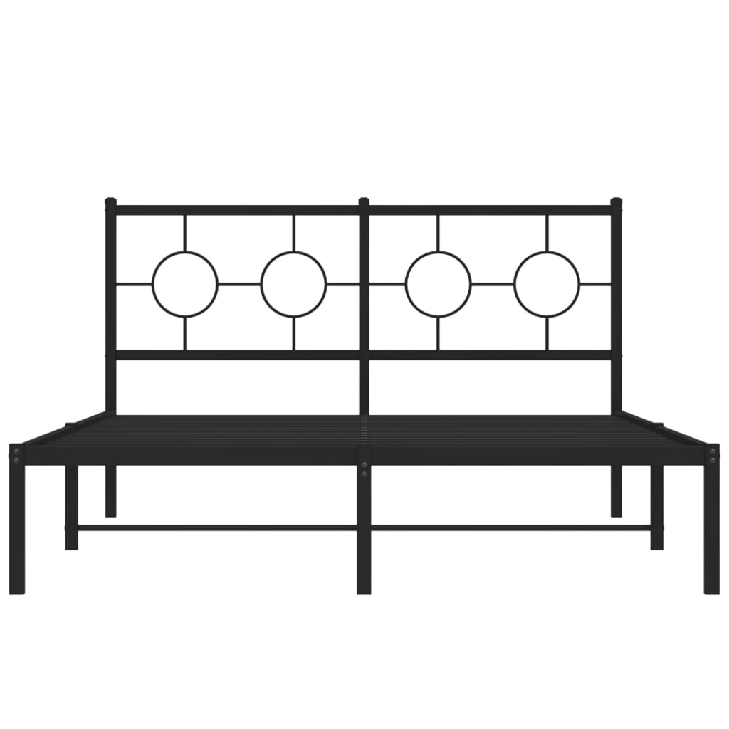 vidaXL Metal Bed Frame without Mattress with Headboard Black 140x200cm