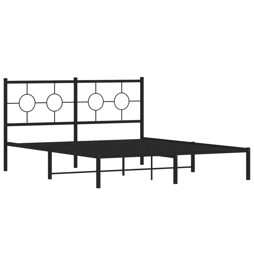 vidaXL Metal Bed Frame without Mattress with Headboard Black 150x200cm