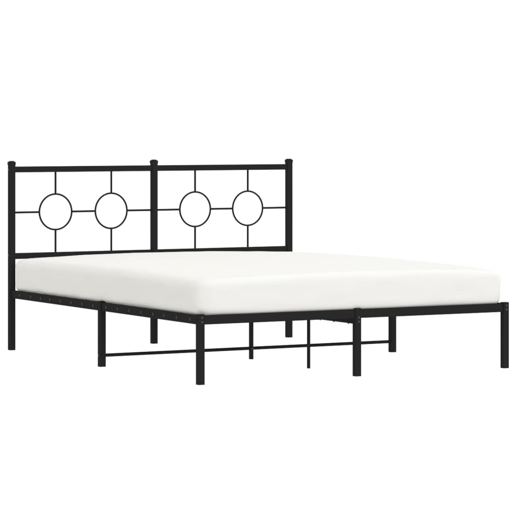 vidaXL Metal Bed Frame without Mattress with Headboard Black 150x200cm