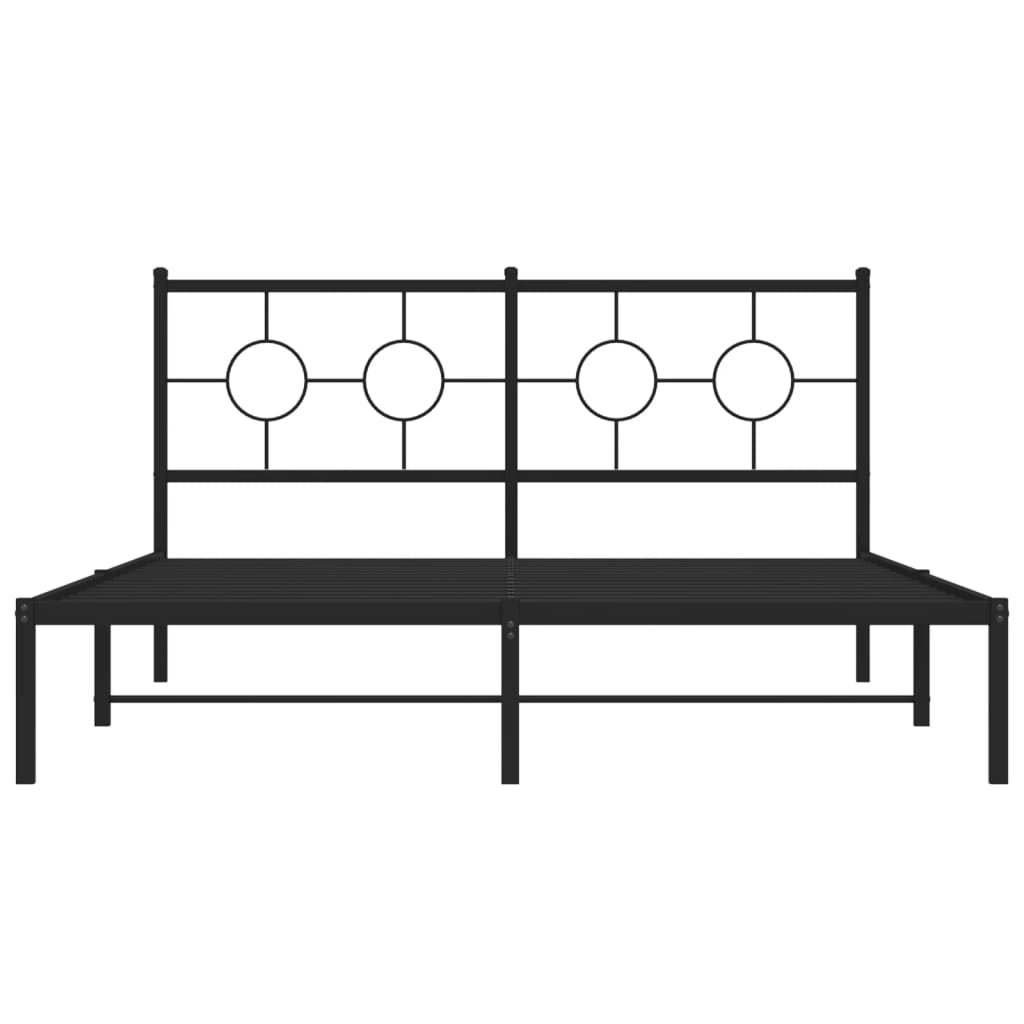 vidaXL Metal Bed Frame without Mattress with Headboard Black 150x200cm