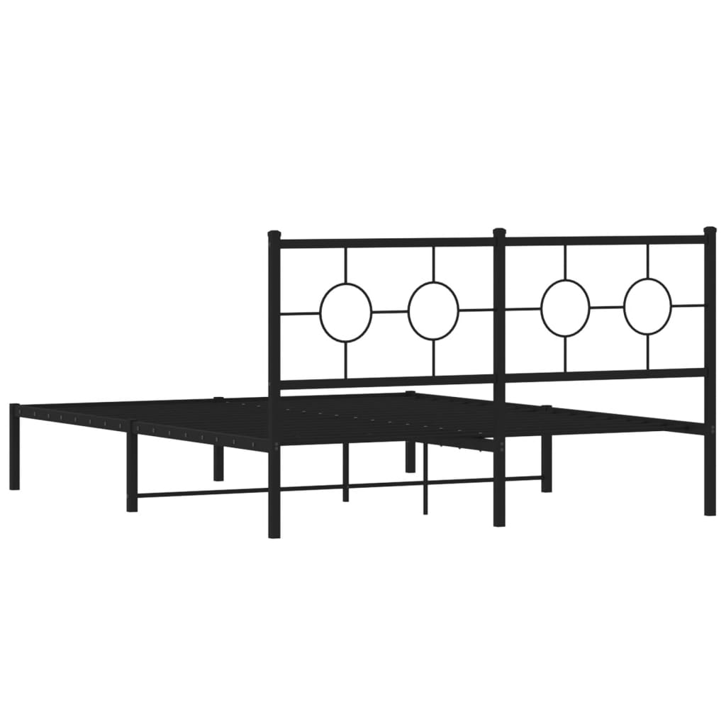 vidaXL Metal Bed Frame without Mattress with Headboard Black 150x200cm