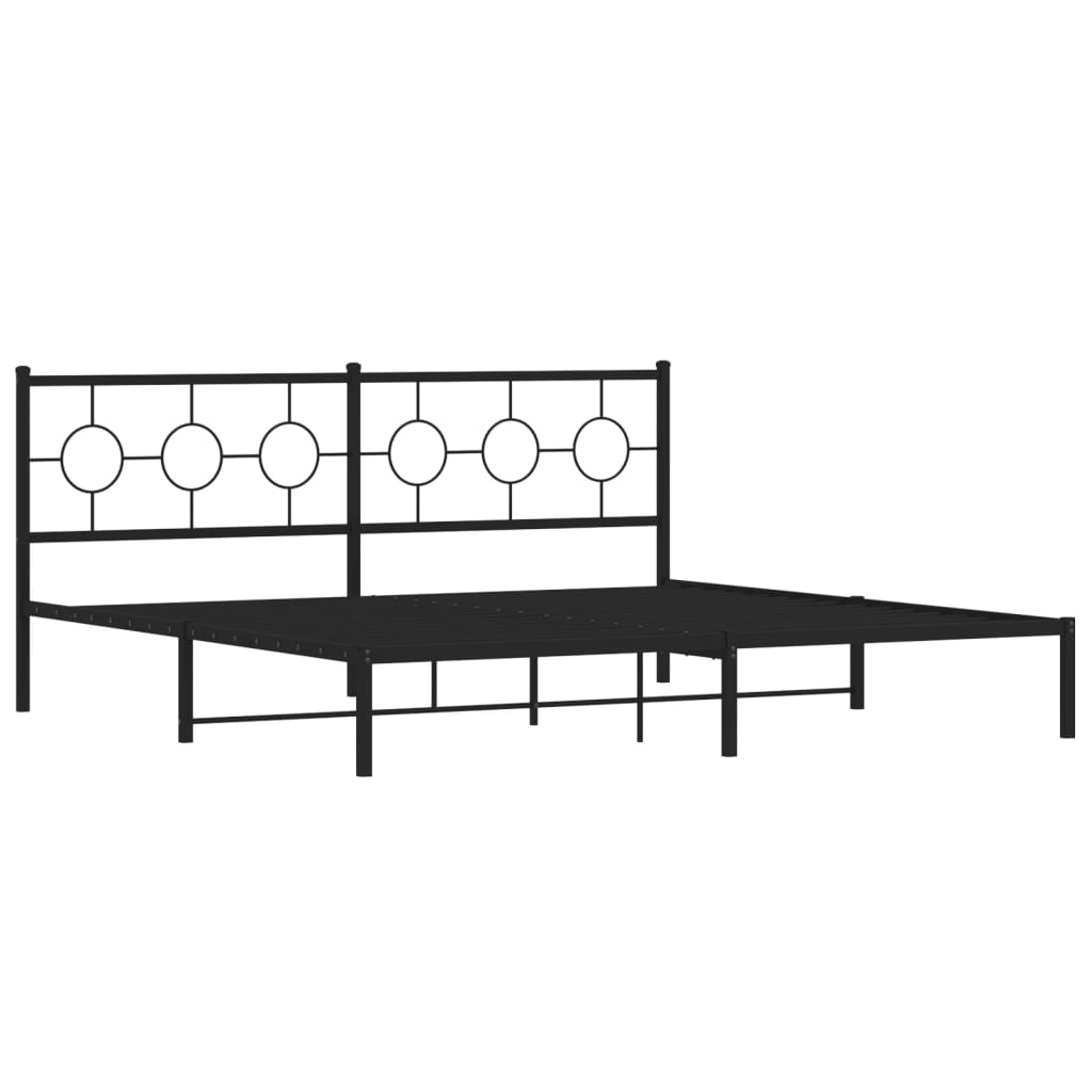 vidaXL Metal Bed Frame without Mattress with Headboard Black 193x203cm