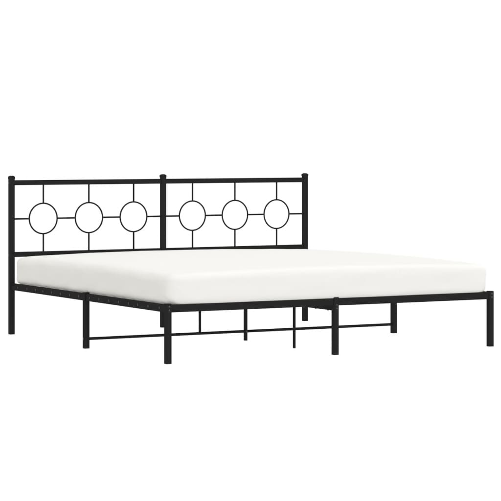 vidaXL Metal Bed Frame without Mattress with Headboard Black 193x203cm