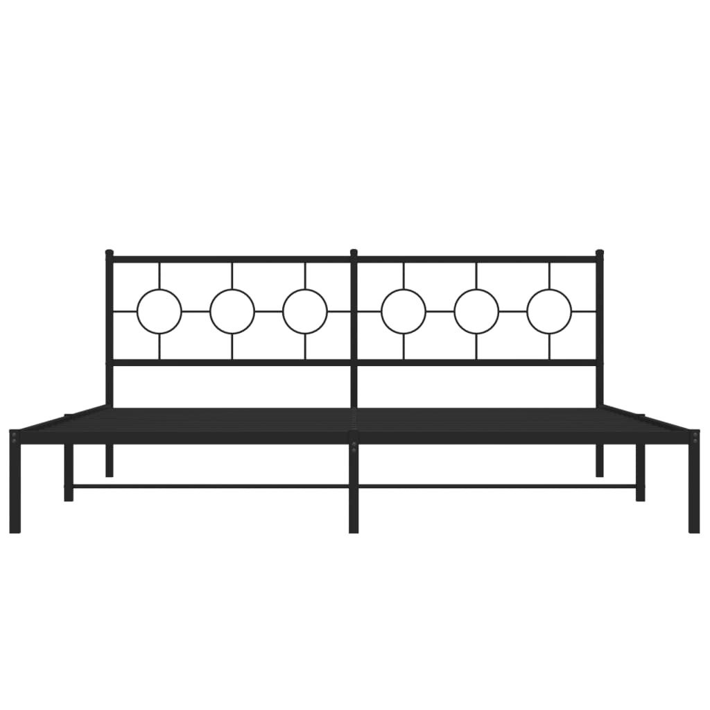 vidaXL Metal Bed Frame without Mattress with Headboard Black 193x203cm