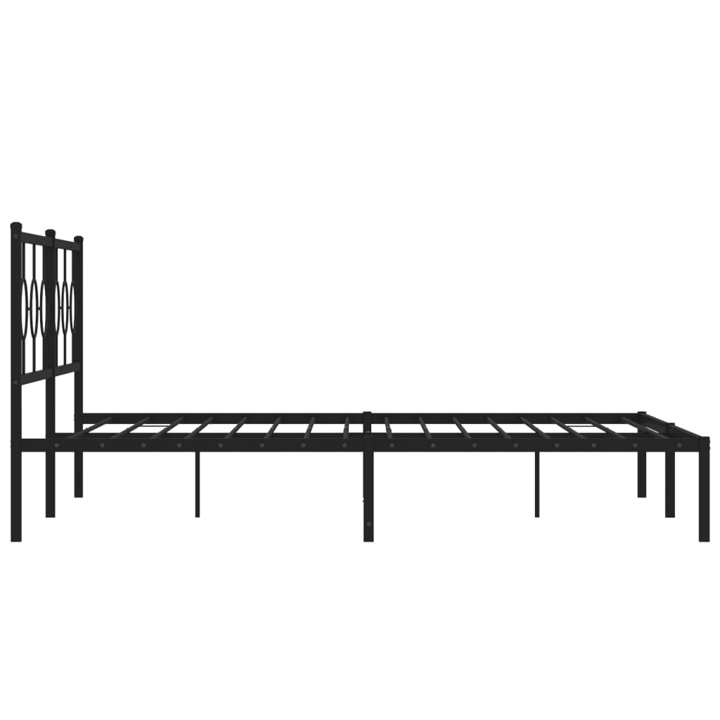 vidaXL Metal Bed Frame without Mattress with Headboard Black 193x203cm