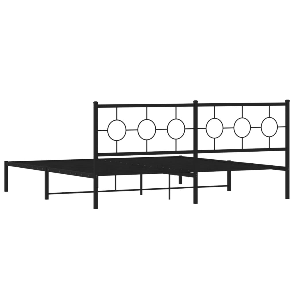 vidaXL Metal Bed Frame without Mattress with Headboard Black 193x203cm