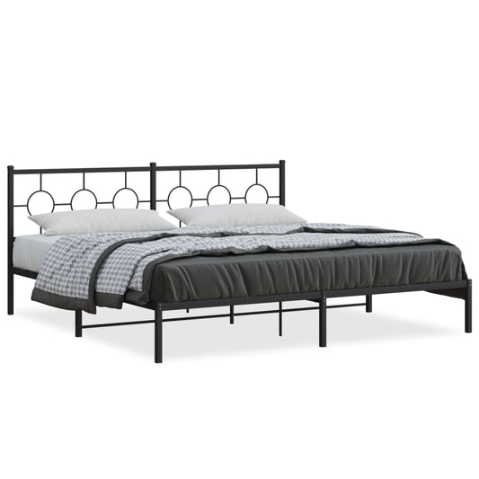 vidaXL Metal Bed Frame without Mattress with Headboard Black 193x203cm