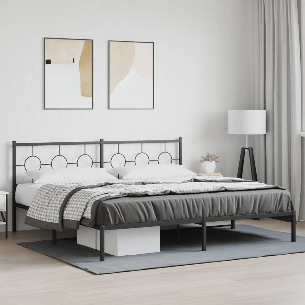 vidaXL Metal Bed Frame without Mattress with Headboard Black 200x200cm