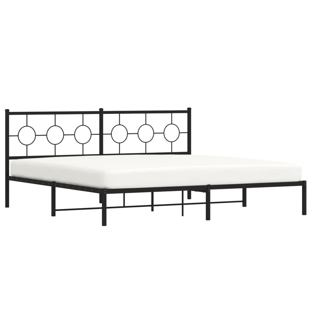 vidaXL Metal Bed Frame without Mattress with Headboard Black 200x200cm