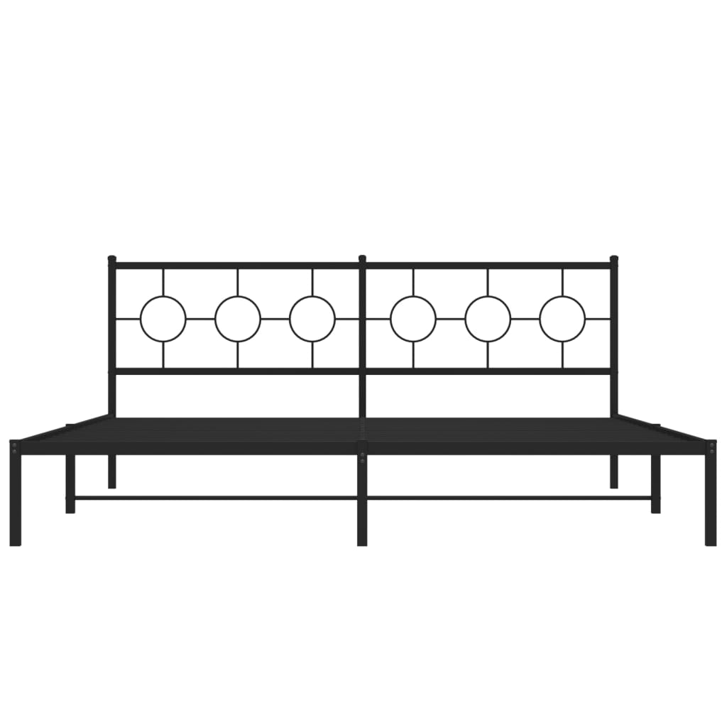 vidaXL Metal Bed Frame without Mattress with Headboard Black 200x200cm