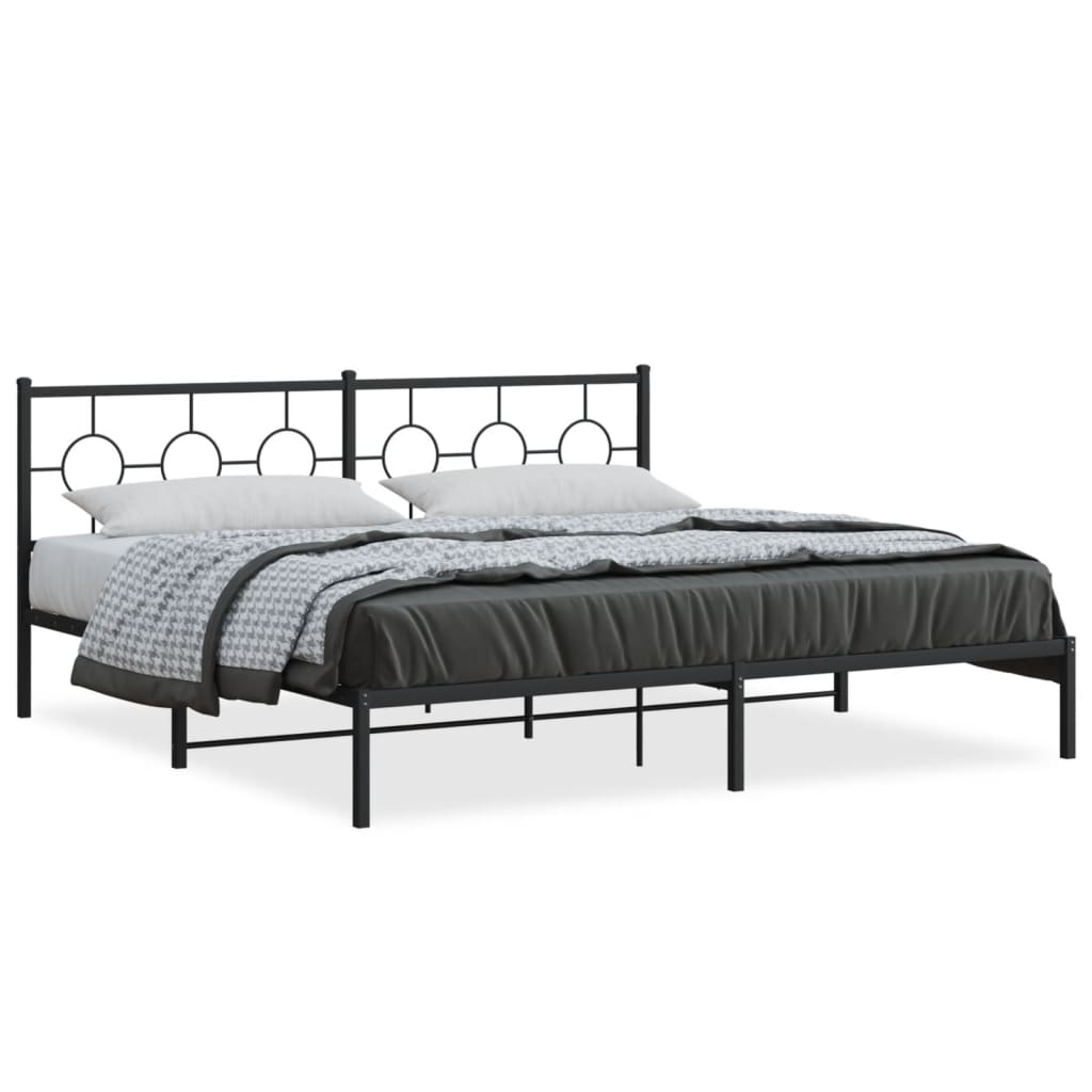 vidaXL Metal Bed Frame without Mattress with Headboard Black 200x200cm