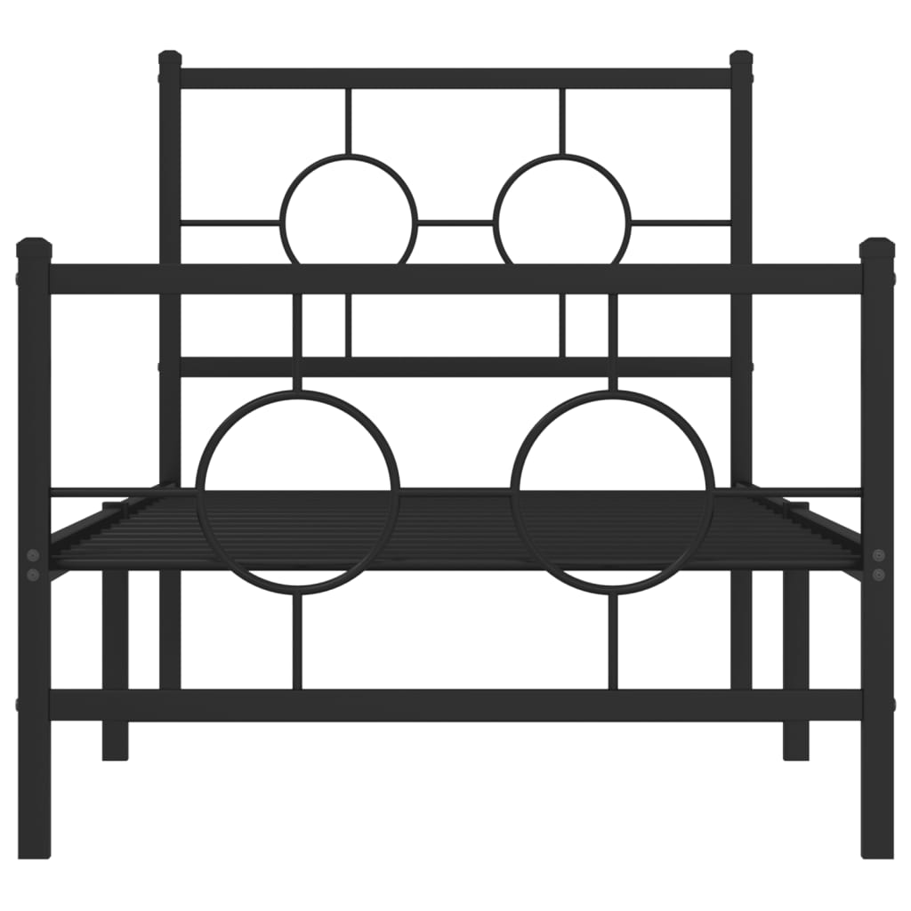 vidaXL Metal Bed Frame without Mattress with Footboard Black 75x190cm