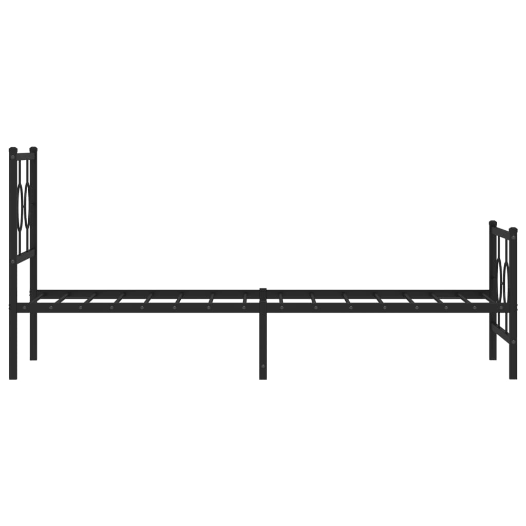 vidaXL Metal Bed Frame without Mattress with Footboard Black 75x190cm