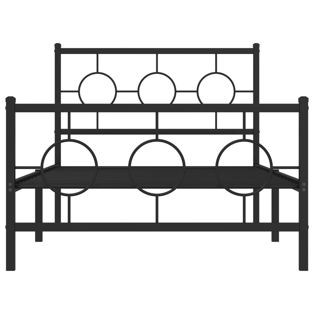 vidaXL Metal Bed Frame without Mattress with Footboard Black 100x190cm