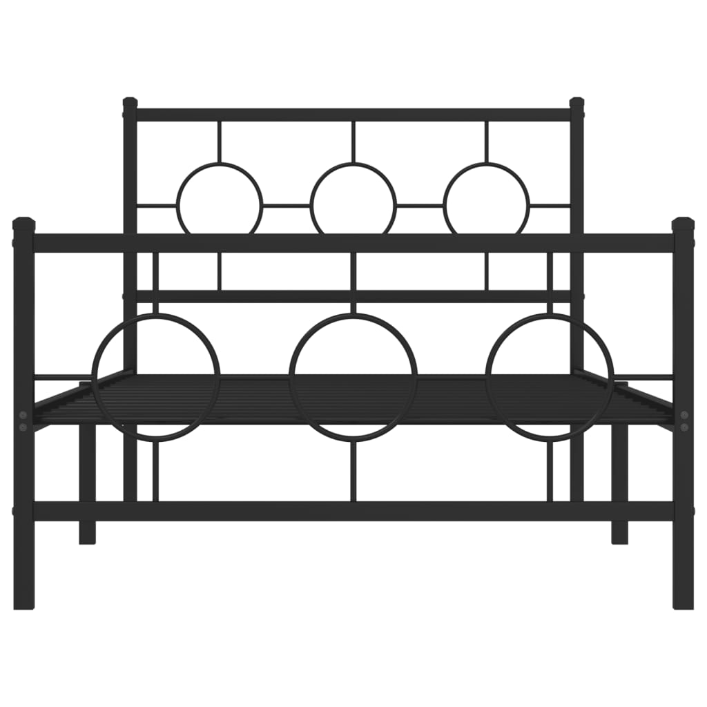 vidaXL Metal Bed Frame without Mattress with Footboard Black 100x200cm