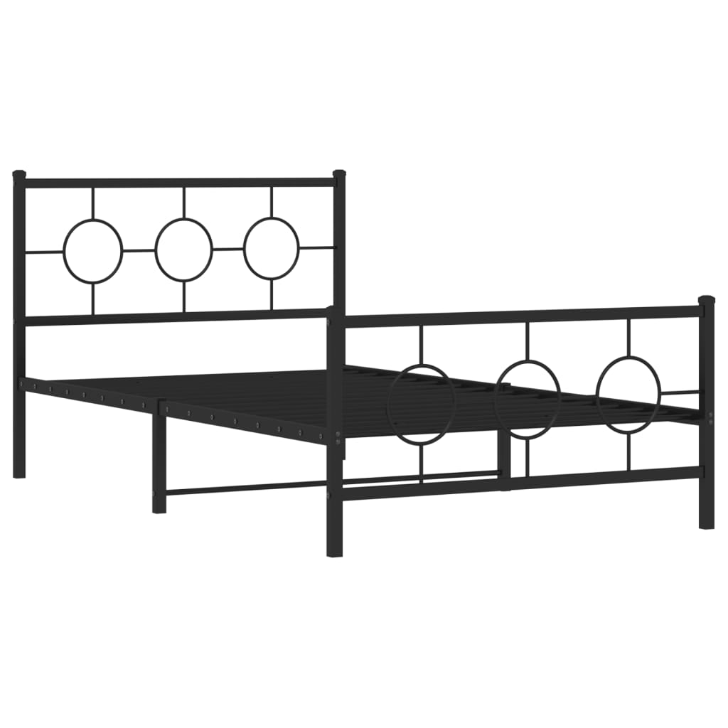 vidaXL Metal Bed Frame without Mattress with Footboard Black 107x203cm