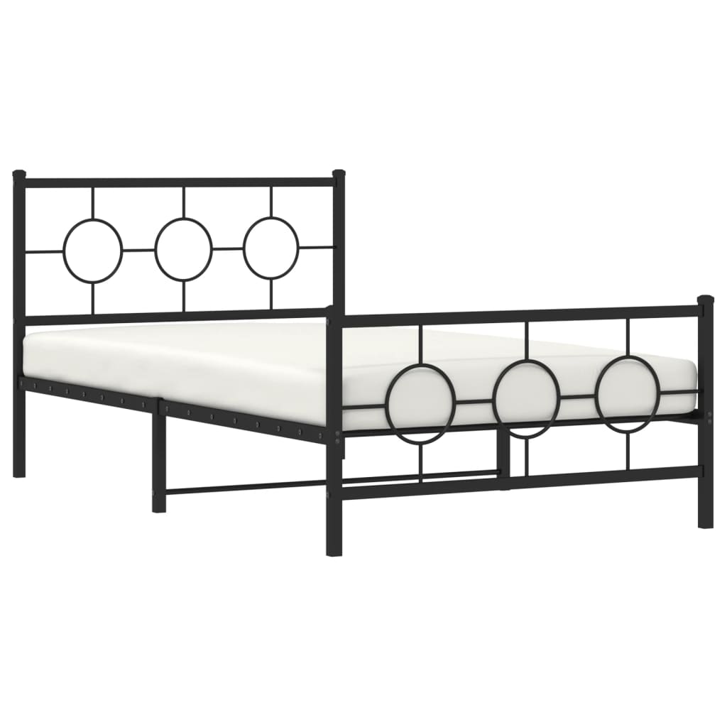 vidaXL Metal Bed Frame without Mattress with Footboard Black 107x203cm