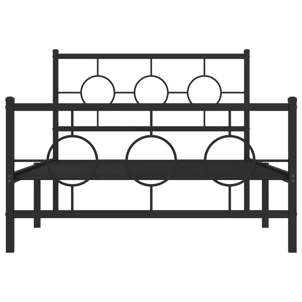 vidaXL Metal Bed Frame without Mattress with Footboard Black 107x203cm