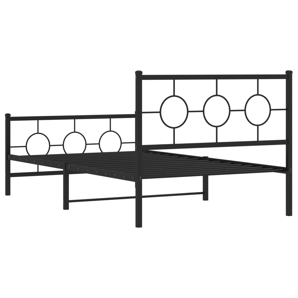 vidaXL Metal Bed Frame without Mattress with Footboard Black 107x203cm