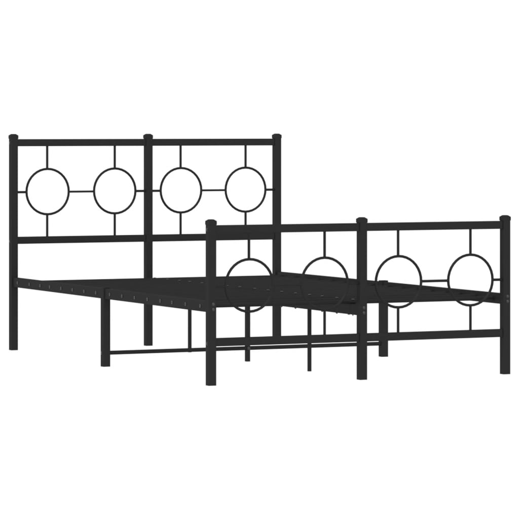 vidaXL Metal Bed Frame without Mattress with Footboard Black 120x190cm