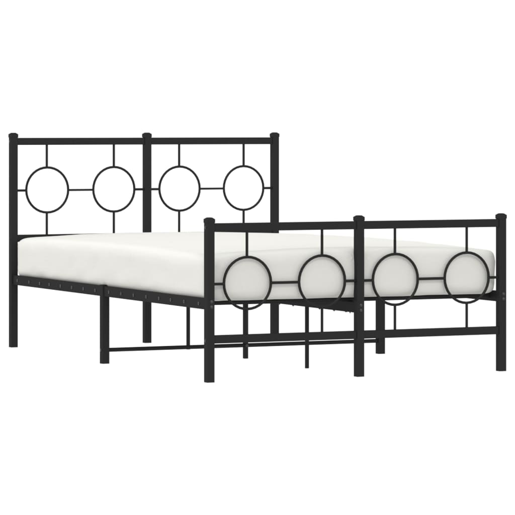 vidaXL Metal Bed Frame without Mattress with Footboard Black 120x190cm