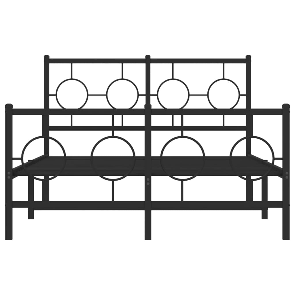 vidaXL Metal Bed Frame without Mattress with Footboard Black 120x190cm