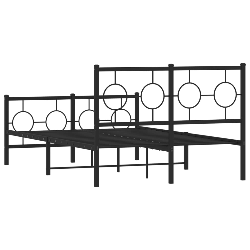 vidaXL Metal Bed Frame without Mattress with Footboard Black 120x190cm