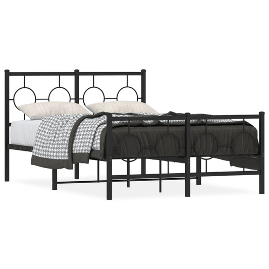 vidaXL Metal Bed Frame without Mattress with Footboard Black 120x190cm