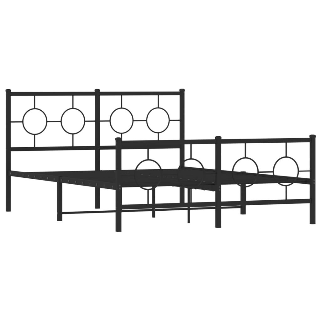 vidaXL Metal Bed Frame without Mattress with Footboard Black 140x190cm