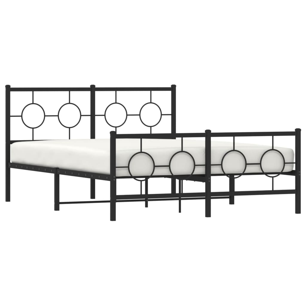 vidaXL Metal Bed Frame without Mattress with Footboard Black 140x190cm