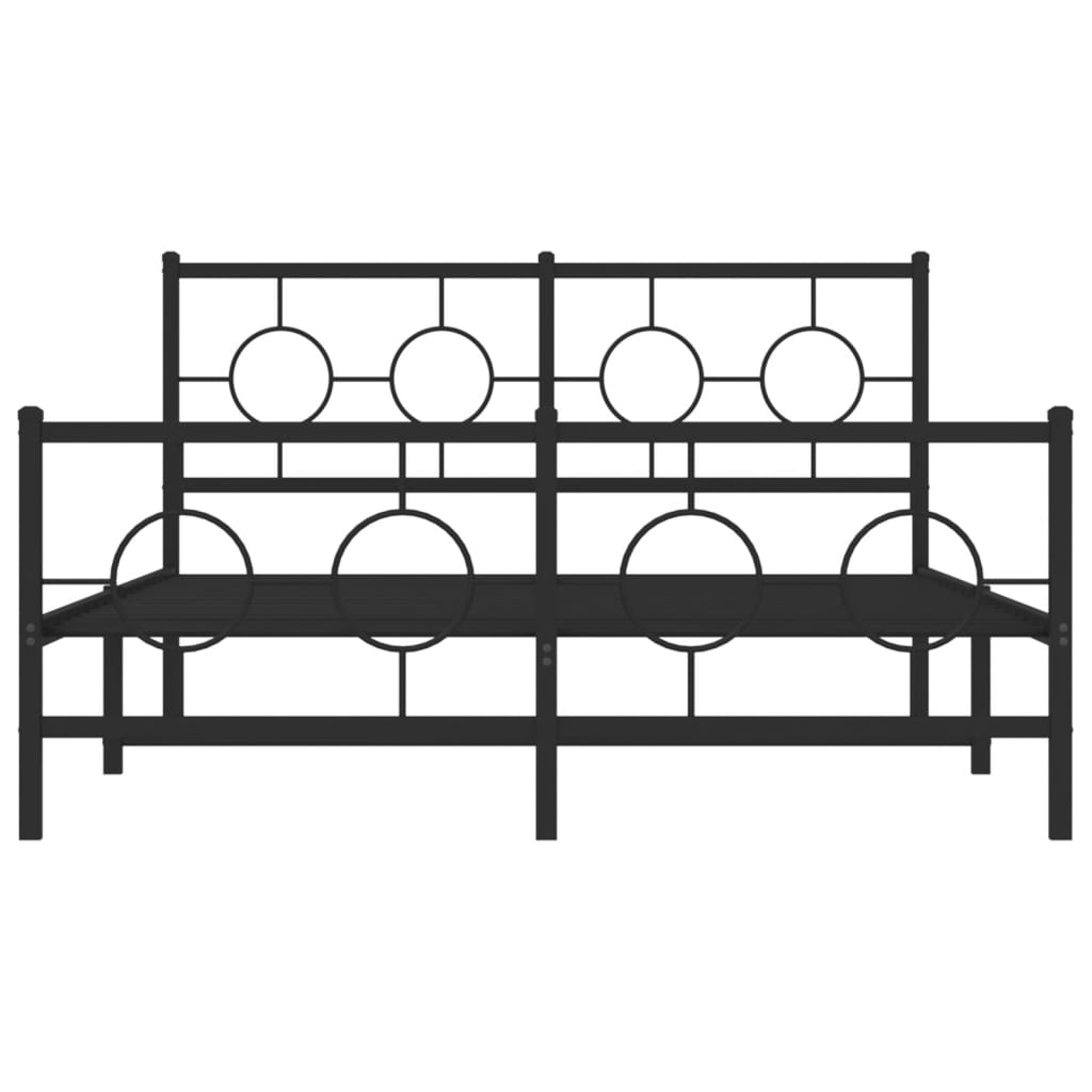 vidaXL Metal Bed Frame without Mattress with Footboard Black 140x190cm