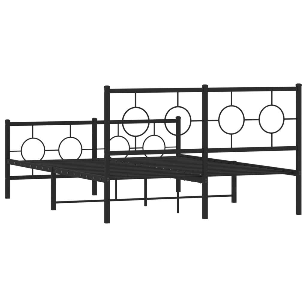 vidaXL Metal Bed Frame without Mattress with Footboard Black 140x190cm