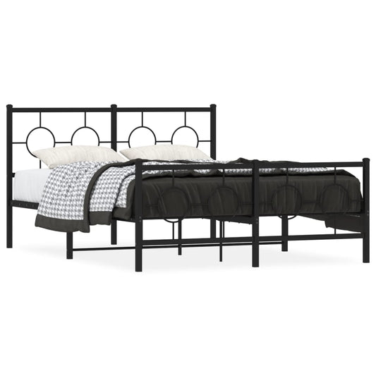 vidaXL Metal Bed Frame without Mattress with Footboard Black 140x190cm