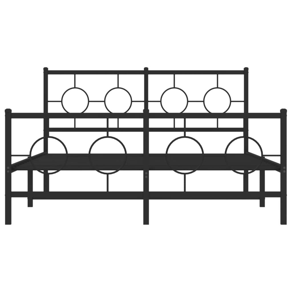 vidaXL Metal Bed Frame without Mattress with Footboard Black 140x200cm