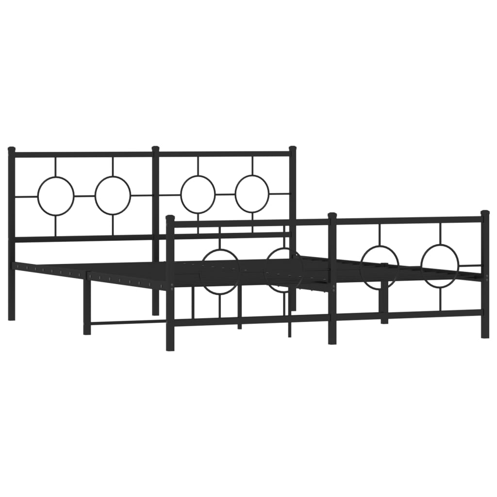 vidaXL Metal Bed Frame without Mattress with Footboard Black 150x200cm