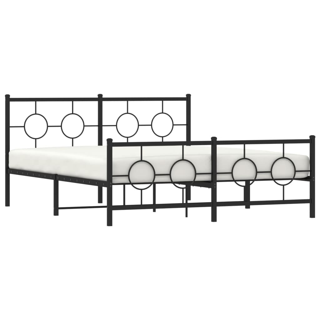 vidaXL Metal Bed Frame without Mattress with Footboard Black 150x200cm