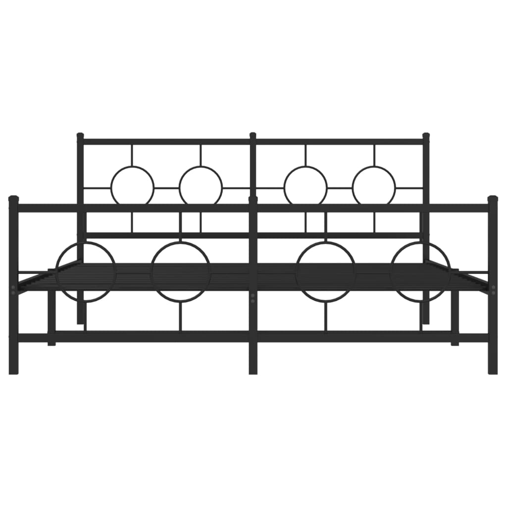 vidaXL Metal Bed Frame without Mattress with Footboard Black 150x200cm