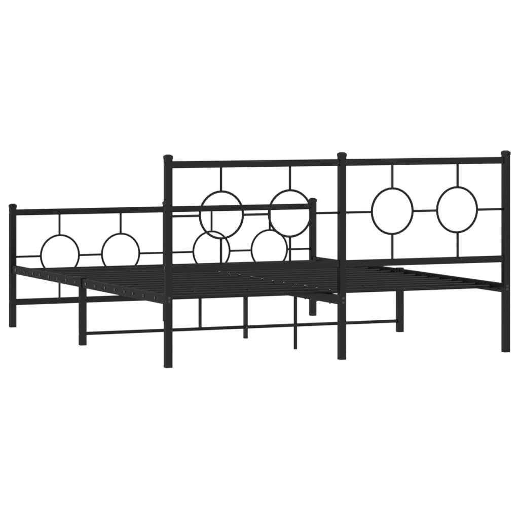 vidaXL Metal Bed Frame without Mattress with Footboard Black 150x200cm